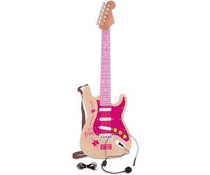 Bontempi | Rock On - Guitarra Electrónica con Micrófono con Entrada MP3 para Actuaciones Únicas, Rosa