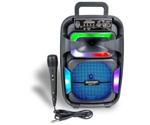 Bontempi | SonicSync - Amplificador Audio Inalámbrico con Micrófono Dinámico, Efectos de Luz, Control de Graves y Agudos, Función TWS, 38,2x24,9x21,9 cm
