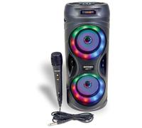 Bontempi | SonicSync - Amplificador Audio Karaoke Inalámbrico con Micrófono Dinámico, Efectos de Luz, Controlador de Graves y Agudos, TWS y Efecto Eco, 41,4x18,8x18,8 cm