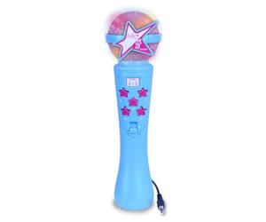 BONTEMPI - Starmic Karaoke Micrófono con Efectos Luminosos para Actuaciones de Verdadera Estrella Azul Micrófono Karaoke con 5 Canciones Pregrabadas y Conexión Externa