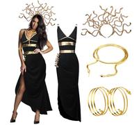 Bonuci Disfraz de medusa de Halloween para mujer, disfraz de serpiente, pulsera de Halloween, diadema de serpiente Medusa para cosplay, fiesta de carnaval (mediano)