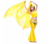 BONUS ET SALVUS TIBI (BEST) Mejor danza gasa de las mujeres grandes velo chal borde dorado, Mujer, color amarillo, tamaño Talla única