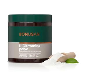 Bonusan L-Glutamina 200gr Polvo - Suplemento Aminoácido Natural - Sin Conservantes, Sin Colorantes y Sin Aromatizantes - Para Ayudar a los Procesos Metabólicos de Nuestro Organismo