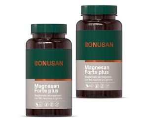 Bonusan Magnesan Forte Plus - Pack Ahorro 2 x 60 Tabletas - Magnesio con Taurina y L-Glicina - Suplemento para Función Psicológica y Muscular Normal