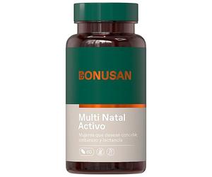 Bonusan Multi Natal Activo 60 Cápsulas - Multivitamínico para Embarazo y Lactancia con Ácido Fólico Activo, Hierro y Vitamina D3 y B12 - Reduce el Cansancio y Apoya el Desarrollo Fetal