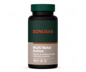 Bonusan Multi Natal Activo 60 Comprimidos - Multivitamínico y Minerales para Mujeres que Desean Concebir, Embarazo y Lactancia - Ácido Fólico Activo, Hierro, Vitamina D3, B12, Zinc y Yodo