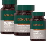 Bonusan Multi Natal Activo 60 Comprimidos + Omega-3 DHA Forte 30 Perlas + Vitamina D3 & K2 60 Cápsulas Gel