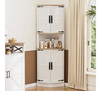 BonVache Armario Esquinero, con Puertas y Estante Ajustable, para Baño, Cocina, Salón, Diseño Rústico Moderno, Blanco