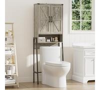 BonVache Estantería para inodoro con 2 puertas, estantería de baño con armario y compartimentos abiertos, estantes para lavadoras pequeñas, armario para baño, 171 x 59,6 x 25,3 cm, gris