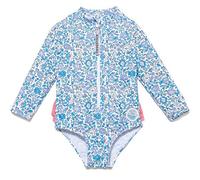 BONVERANO Traje baño bebé protección Solar UPF 50+ Cierre Cremallera con Volantes (Flor 3, 9-12 Meses)