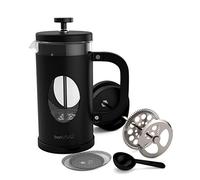 bonVIVO Cafetera Francesa GAZETARO I - Prensa Francesa de Émbolo en Acero Inoxidable y Cristal - Cafetera de Émbolo Manual para Café Molido, Cold Brew e Infusiones, 1000ml Negro