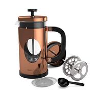 bonVIVO Cafetera Francesa GAZETARO I - Prensa Francesa de Émbolo en Acero Inoxidable y Cristal - Cafetera de Émbolo Manual para Café Molido, Cold Brew e Infusiones, 1000ml Cobre