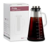 bonVIVO Jarra de vidrio de 1,9 L con filtro de acero | Capacidad de 1,9 L, filtro de acero inoxidable, tapa hermética, diseño apto para nevera para café frío