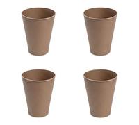 bonVIVO Juego de 4 vasos de 400 ml, aptos para lavavajillas, sin BPA, sin tapa, aptos para bebidas calientes y frías, vasos de café marrón para el hogar, oficina, camping