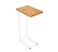 bonVIVO Mesa Auxiliar Moderna Donna - Mesa portátil Multiusos para sofá, salón y Dormitorio, Acero Inoxidable Blanco o Negro y Madera Natural (Blanco)