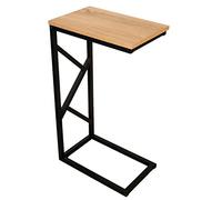 bonVIVO Mesa Auxiliar Moderna Donna - Mesa portátil Multiusos para sofá, salón y Dormitorio, Acero Inoxidable Blanco o Negro y Madera Natural (Negro)