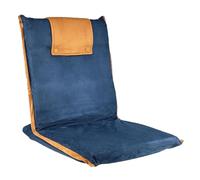 bonVIVO Silla Plegable de Suelo con Respaldo reclinable para meditación, Lectura, Gaming y Relax, cojín Suelo Acolchado portátil para hogar y Oficina, Azul y Beis