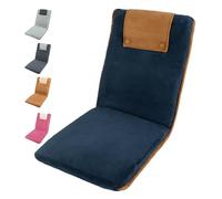 bonVIVO Sillón Lectura y Relax - Silla Cama de Suelo Plegable con Respaldo Reclinable - Silla Meditación, Yoga, Gaming, TV y Lectura - Sofá Bajo Portátil y Acolchado Azul