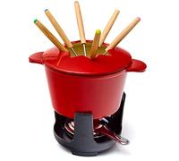 Bonvivre© Juego de Fondue de Hierro Fundido para 6 Personas | 1 litro | Juego de Fondue de 13 Piezas | esmaltado Adecuado para Fondue de Queso Fondue de Chocolate para Fondue de Carne