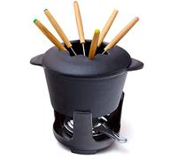 Bonvivre© Juego de Fondue de Hierro Fundido para 6 Personas | 1 litro | Juego de Fondue de 13 Piezas | esmaltado Adecuado para Fondue de Queso Fondue de Chocolate para Fondue de Carne