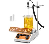 Bonvoisin Agitador Magnético con Placa Calefactora 3L, 300°C Mezclador Digital de Laboratorio con Placa de 140 mm, 320 W, 100-1500 RPM, Temporizador, Inversión Automática, con 2 Barras de Agitación