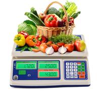 Bonvoisin Báscula de Alimentaria Comercial 30kg/1g, Báscula Contadora Digital, 4 Teclas Directas, Doble Display, Conversión KG/LB/G, Plataforma Acero Inox, para Carne, Fruta, Panadería