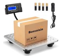 Bonvoisin Báscula Postal Digital 300kg/660lb, 4 Unidades, Tara y Conteo | Báscula de Envíos y Paquetería con pantalla LCD Externa, Plato Inox, Doble Precisión 300kg/0,1kg y 150kg/0,05kg