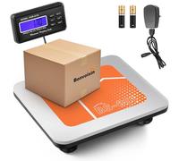 Bonvoisin Báscula Postal Digital 300kg/660lb, kg/oz/lb, Tara y Conteo | Báscula de Envíos y Paquetería con Pantalla LCD Externa, 4 Pilas AA y Adaptador EU Incluidos, Plataforma 36x30cm