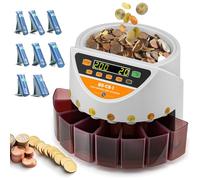 Bonvoisin Maquina Contar Monedas, Cuenta Valor y Clasifica Monedas Mezcladas de Euro, Contador de Monedas con Cajones y Tubos de Monedas, Función de Informe, Capacidad de 500 Monedas (270 Monedas/Min)