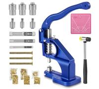 Bonvoisin Máquina de ojetes manual, con 3 matrices de perforación y 1500 ojetes (6/10/12mm), máquina de perforación de ojetes para cueros, jeans, cartón, alfombras y toallas