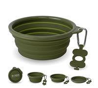 Bonza Tazón Plegable Extragrande de 1500 ml, Rima Reforzada, Accesorios para Perros Esenciales y Bolos de Viaje, con mosquetón, Llavero, Accesorios de Viaje para Perros