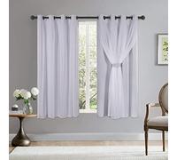 Bonzer Cortinas de Doble Capa con Ojales de Gasa Transparente Blanca para Dormitorio, Mezcla y combinación, Cortinas Opacas, Color Blanco, 130 x 150 cm, Juego de 2 Paneles