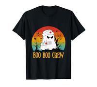 Boo Boo Crew Ghost Nurse Retro Divertido Disfraz de Halloween para Mujer Camiseta