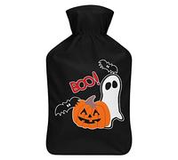 Boo - Botella de agua de goma de Halloween con cubierta de felpa suave, bolsa de agua caliente para invierno, manos y pies, protección contra el frío, 1000 ml