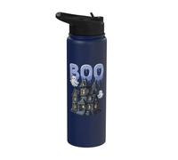 Boo Brick Builder Ghost Halloween Ladrillo o tratar espeluznante Stainless Steel Insulated Water Bottle