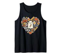 Boo Crew Teacher Halloween Corazón Doodle Spooky Camiseta sin Mangas