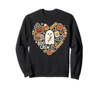 Boo Crew Teacher Halloween Corazón Doodle Spooky Sudadera