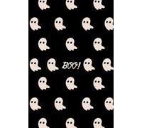 Boo! Ghost Pattern Notebook | Black Halloween Journal for Teens & Women | Minimalist Cute Ghost Design | Spooky Fall Aesthetic Writing Journal for Notes, Lists & Creative Ideas | Glossy Cover