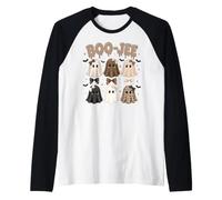 Boo-JEE Cute Ghost Coquette Bow Halloween Camiseta Manga Raglan