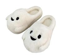 Boo - Pantuflas de Halloween para mujer, diseño de fantasma, diseño 3D, deslizadores novedosos de invierno, lindas sandalias de dibujos animados, sandalias de espuma viscoelástica suave, zapatos de