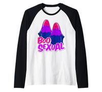 Boo Sexual Bisexual Ghost Pair Word Game for Halloween Camiseta Manga Raglan
