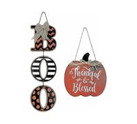 Boo Sign And Wood Pumpkin Thankful And Blessed Sign Harvest Fall Halloween Decoration Thanksgiving Hanging Wall Door Decoration