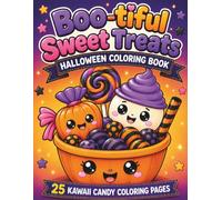 Boo-tiful Sweet Treats Halloween Coloring Book - Kawaii Candy, Cupcakes & Spooky Treats: 25 Cute Kawaii Coloring Pages for Kids, Teens & Adults