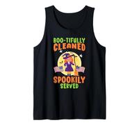 Boo-tifully limpiado espeluznantemente Servido Conserje Escolar Halloween Camiseta sin Mangas