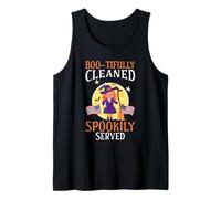 Boo-tifully limpiado espeluznantemente Servido Conserje Escolar Halloween Camiseta sin Mangas