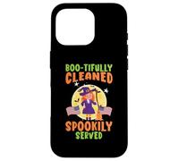 Boo-tifully limpiado espeluznantemente Servido Conserje Escolar Halloween Carcasa para iPhone 16 Pro