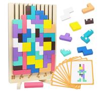Booaee Rompecabezas de madera Tetris, juguete de madera para niños Montessori juguetes 3 4 5 6 años Wooden Stacking Puzzle Juguete Inteligencia Colorido Bloques de Construcción Cerebro Juguete Regalo
