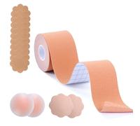 Boob Tape 5m, Pezoneras Adhesivas Invisibles y Reutilizables, Sujetadores Adhesivos Push Up para Mujer, Efecto Levantado y Natural, para Sujetadores sin Espalda, Vendas Sujetadoras para Mujer Copa A-E