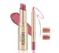 Boobeen 2 Piezas Lápiz Labial y Delineador de Labios, Ultra Larga Duración Mate Nude LipLiner Lápiz Labial Cremoso Impermeable Color de Labios