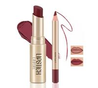 Boobeen 2 Piezas Lápiz Labial y Delineador de Labios, Ultra Larga Duración Mate Nude LipLiner Lápiz Labial Cremoso Impermeable Color de Labios
